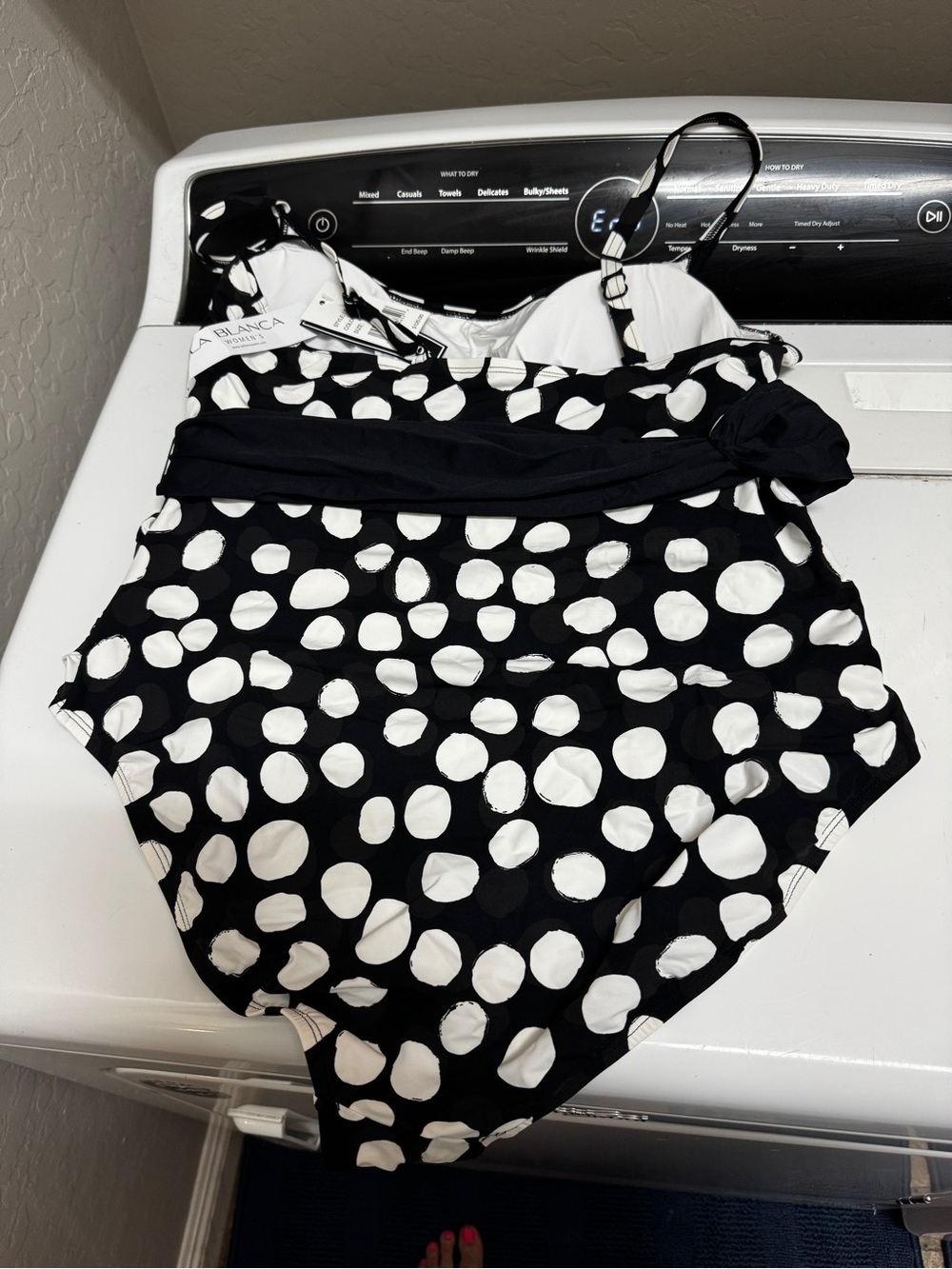 Belted Black & White Polka Dots By La Blanca - Picture 5 of 5